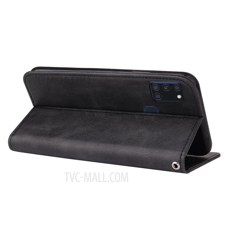 Auto-absorbed Splicing Design PU Leather + TPU Cover for Samsung Galaxy A21s - Black-6