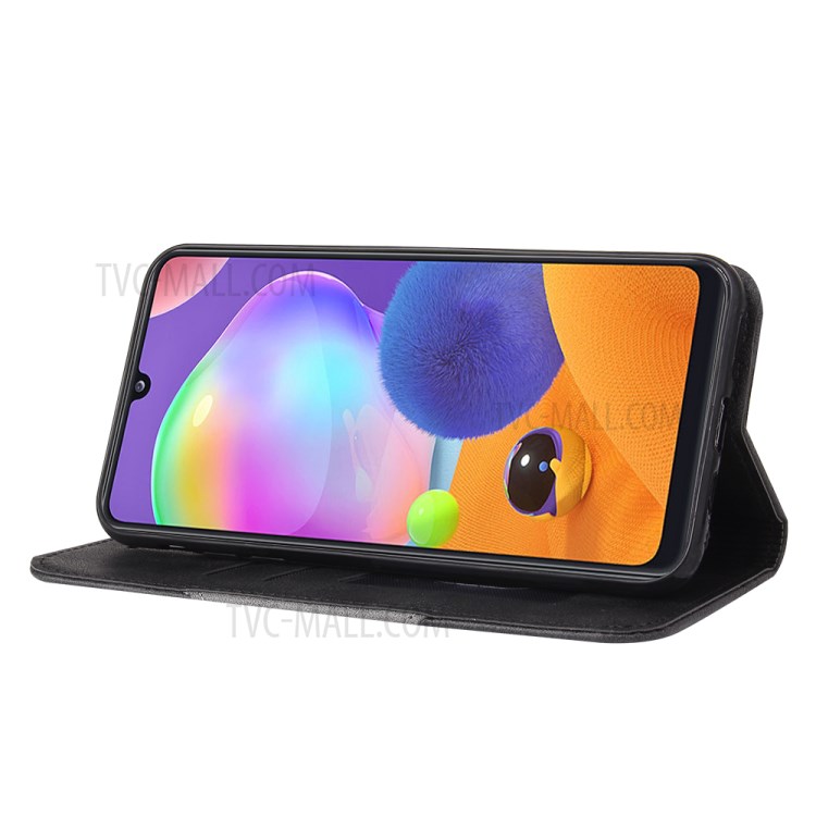 PU Leather + TPU Phone Cover with Card Slots for Samsung Galaxy A31 - Black-7