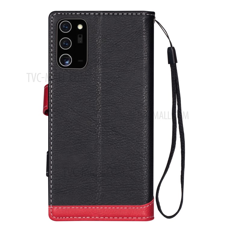 Litchi Grain Contrast Color Leather Protective Case for Samsung Galaxy Note20 Ultra 5G / Galaxy Note20 Ultra - Black-2