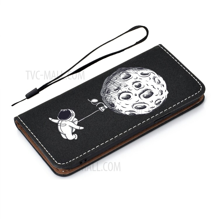 Pattern Printing Leather Case Wallet Phone Cover with Strap for Samsung Galaxy Note 20 - Astronaut-10