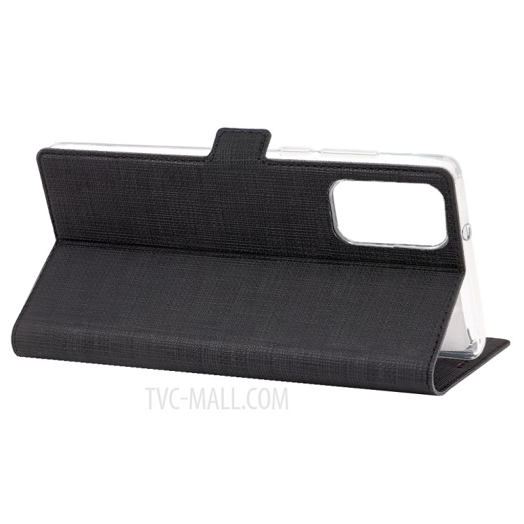 VILI DMK Cross Texture Double Magnetic Clasp Leather Wallet Covering Case for Samsung Galaxy Note 20/Note 20 5G - Black-2
