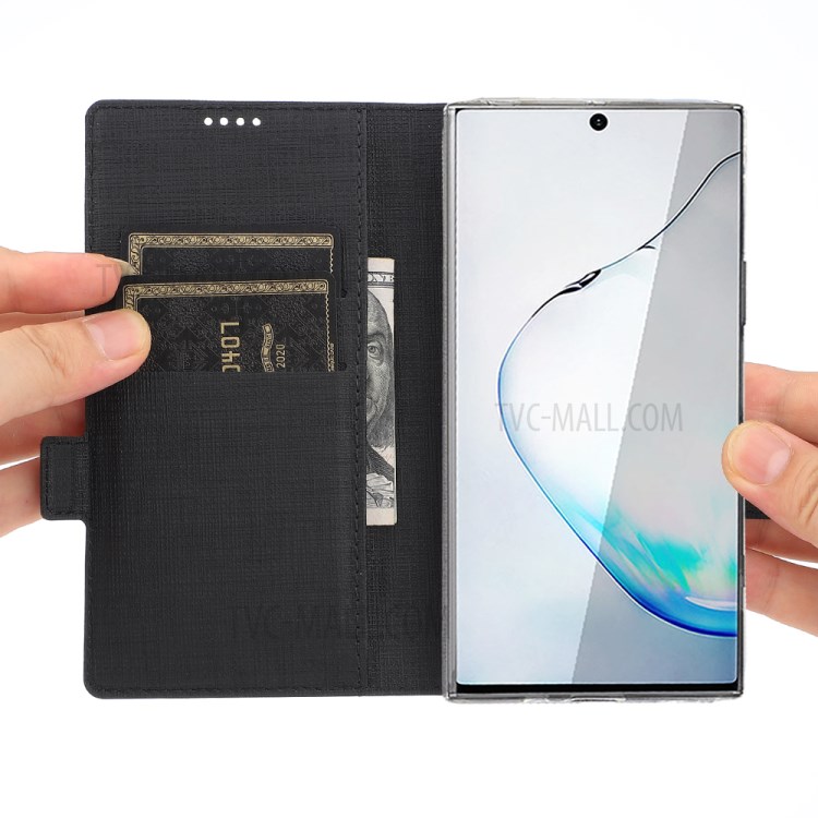 VILI DMK Cross Texture Double Magnetic Clasp Leather Wallet Covering Case for Samsung Galaxy Note 20/Note 20 5G - Black-3