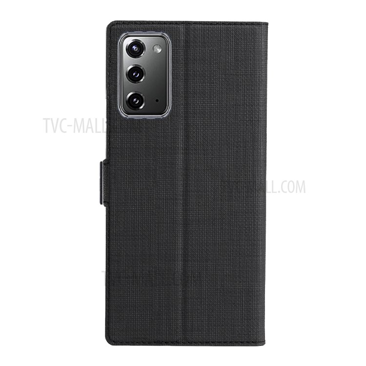 VILI DMK Cross Texture Double Magnetic Clasp Leather Wallet Covering Case for Samsung Galaxy Note 20/Note 20 5G - Black-6