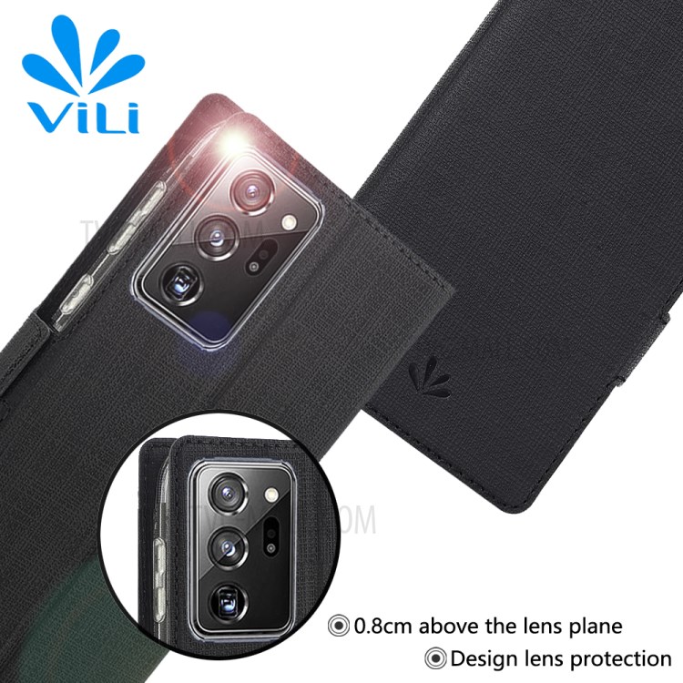 VILI DMK Double Magnetic Clasp Leather Wallet Case with Stand for Samsung Galaxy Note20 Ultra/Note20 Ultra 5G - Black-10