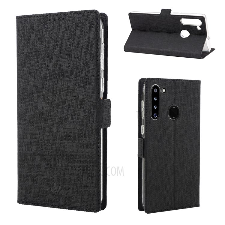 VILI DMK Cross Texture Double Magnetic Clasp Leather Wallet Case Shell for Samsung Galaxy A21 (US Version) - Black-1