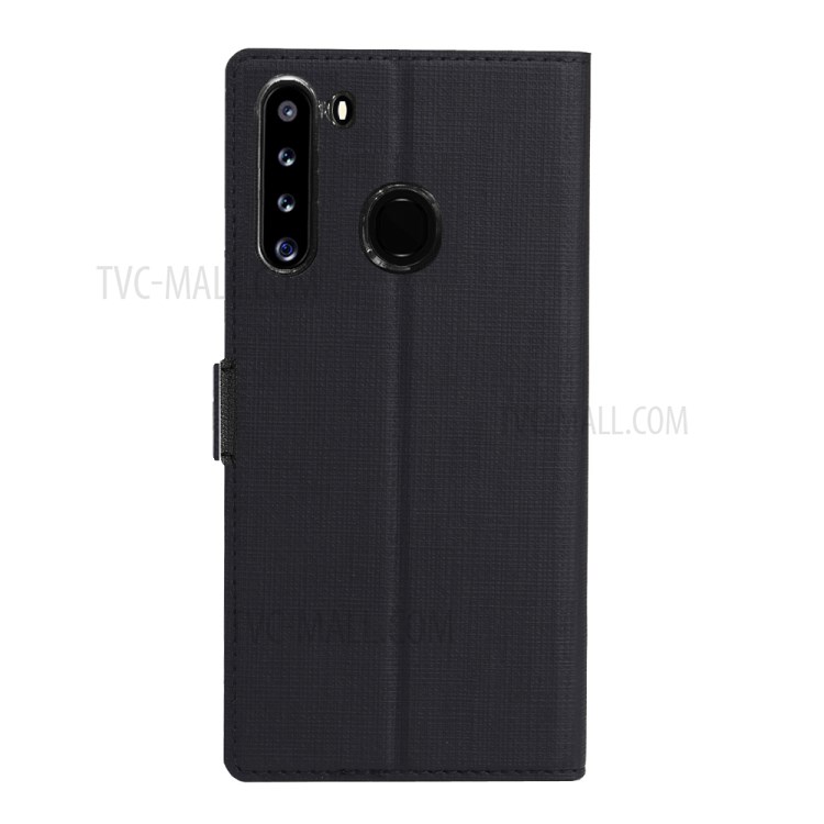 VILI DMK Cross Texture Double Magnetic Clasp Leather Wallet Case Shell for Samsung Galaxy A21 (US Version) - Black-4