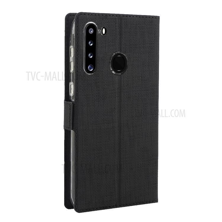 VILI DMK Cross Texture Double Magnetic Clasp Leather Wallet Case Shell for Samsung Galaxy A21 (US Version) - Black-6