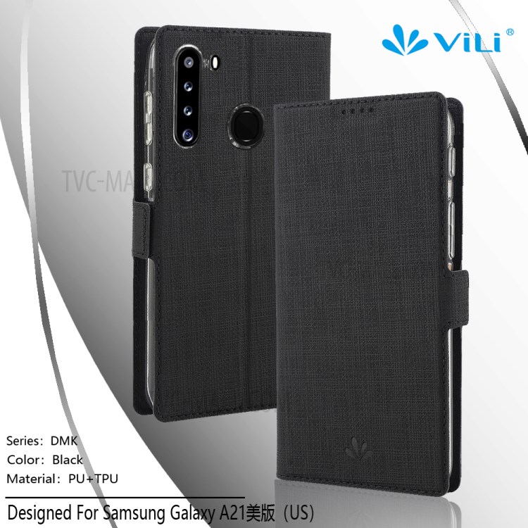 VILI DMK Cross Texture Double Magnetic Clasp Leather Wallet Case Shell for Samsung Galaxy A21 (US Version) - Black-7