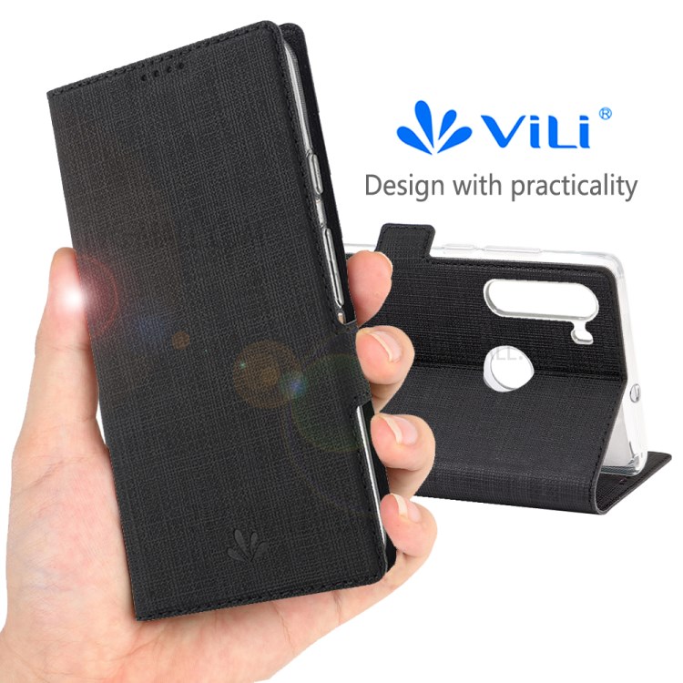 VILI DMK Cross Texture Double Magnetic Clasp Leather Wallet Case Shell for Samsung Galaxy A21 (US Version) - Black-9