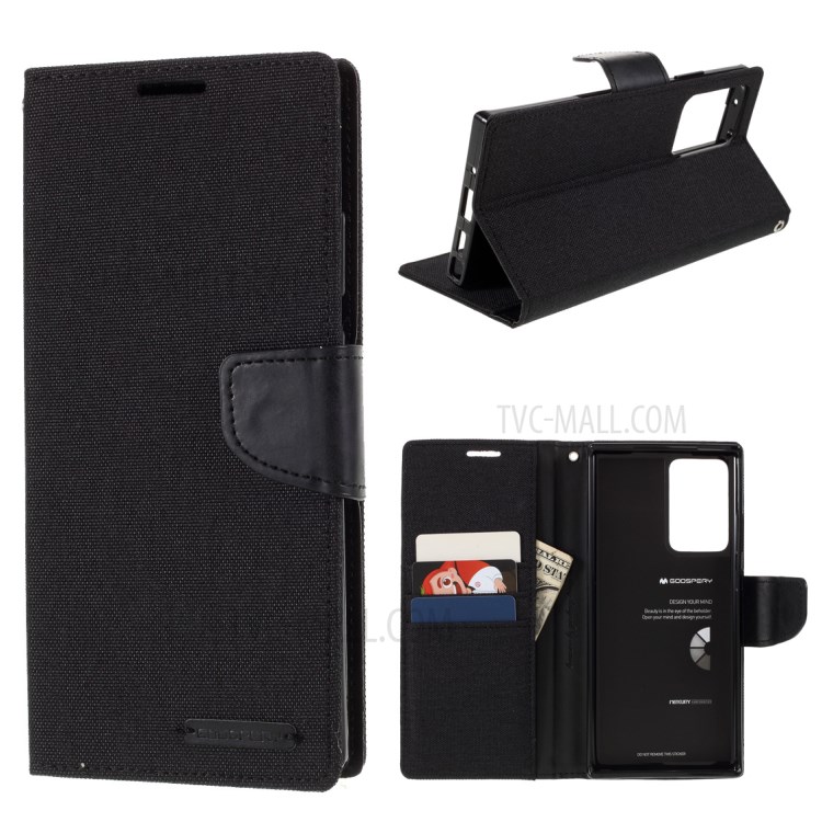 MERCURY GOOSPERY Canvas Leather Wallet Shell for Samsung Galaxy Note20 Ultra/Note20 Ultra 5G - Black-1