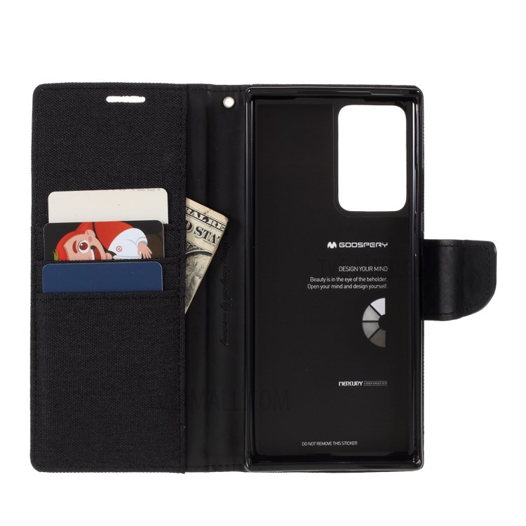 MERCURY GOOSPERY Canvas Leather Wallet Shell for Samsung Galaxy Note20 Ultra/Note20 Ultra 5G - Black-9