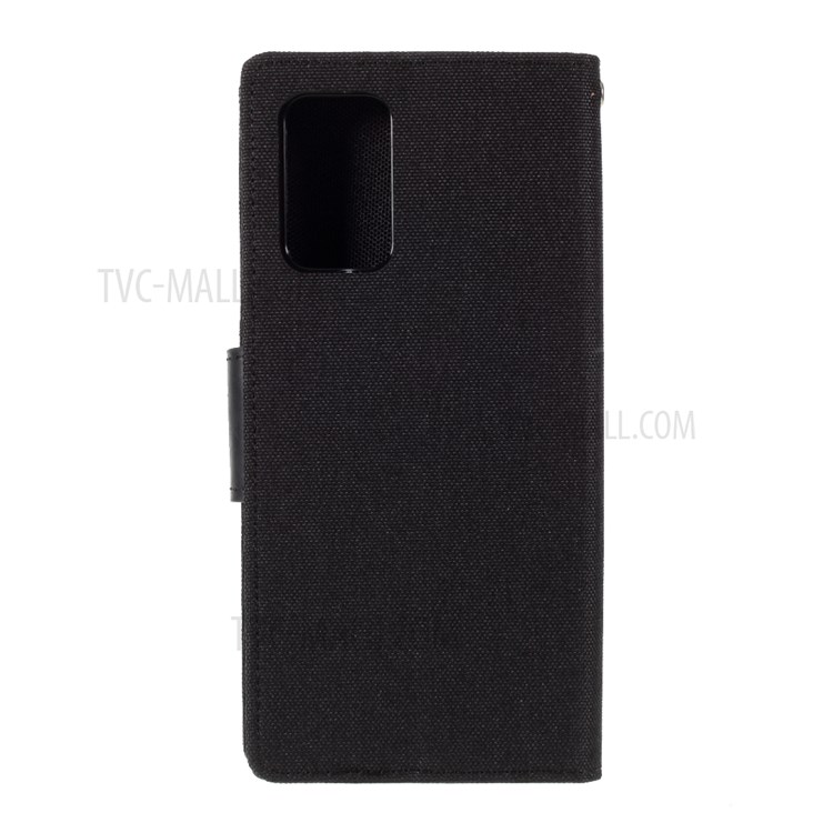 MERCURY GOOSPERY Canvas Leather Wallet Case for Samsung Galaxy Note 20/Note 20 5G - Black-3