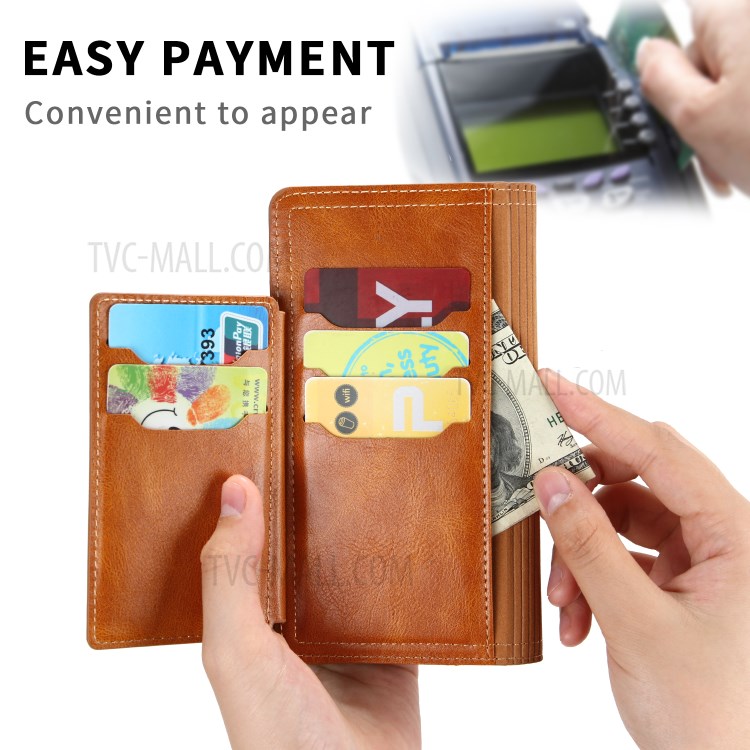Zipper Pocket Wallet Leather Stand Case for Samsung Galaxy A21s - Orange-4