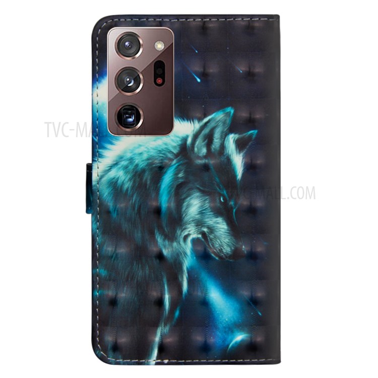 Pattern Printing Light Spot Decor Leather Cover for Samsung Galaxy Note20 Ultra/Note20 Ultra 5G - Wolf-3