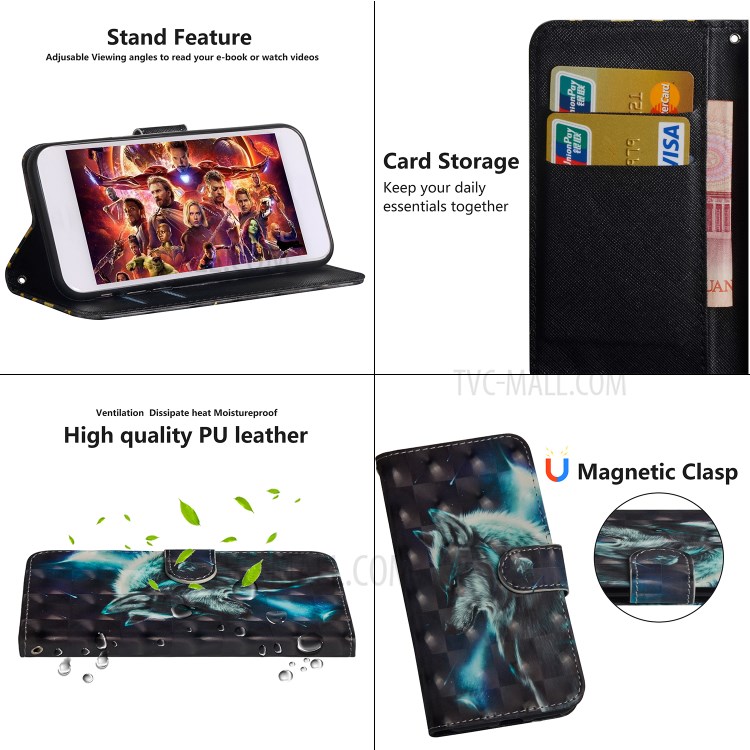 Pattern Printing Light Spot Decor Leather Cover for Samsung Galaxy Note20 Ultra/Note20 Ultra 5G - Wolf-6
