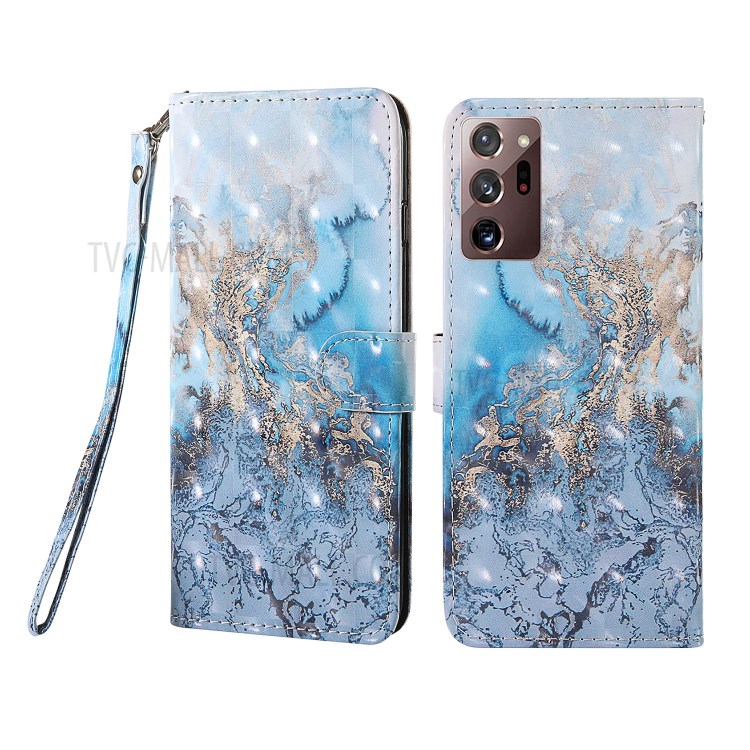 Light Spot Decor Pattern Printing Wallet Stand Leather Cover with Strap for Samsung Galaxy Note20 Ultra/Note20 Ultra 5G - Special Grain-1