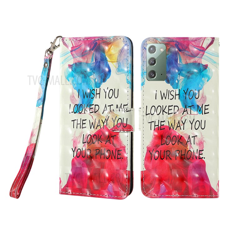 Light Spot Decor Pattern Printing Wallet Stand Leather Casing with Strap for Samsung Galaxy Note 20/Note 20 5G - English Letters-1