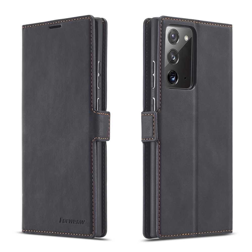FORWENW Fantasy Series Silky Touch Leather Mobile Phone Shell for Samsung Galaxy Note 20/Note 20 5G - Black-1