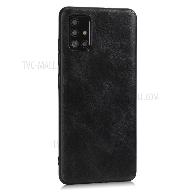 Crazy Horse Skin PU Leather Coated TPU Cover for Samsung Galaxy A51 SM-A515 - Black-2