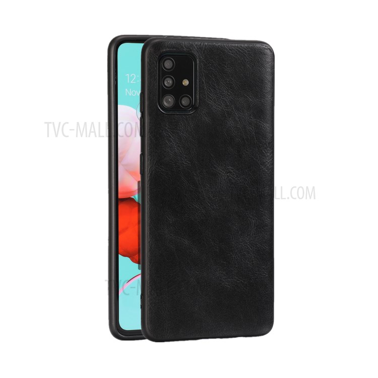 Crazy Horse Skin PU Leather Coated TPU Cover for Samsung Galaxy A51 SM-A515 - Black-3