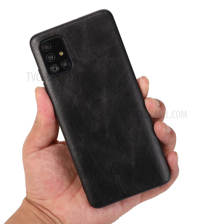 Crazy Horse Skin PU Leather Coated TPU Cover for Samsung Galaxy A51 SM-A515 - Black-4