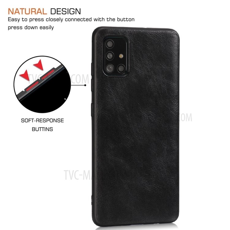 Crazy Horse Skin PU Leather Coated TPU Cover for Samsung Galaxy A51 SM-A515 - Black-6