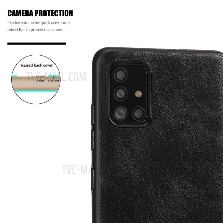 Crazy Horse Skin PU Leather Coated TPU Cover for Samsung Galaxy A51 SM-A515 - Black-7