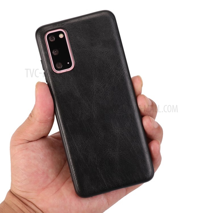 Crazy Horse Texture PU Leather Coated TPU Cover for Samsung Galaxy S20 - Black-4