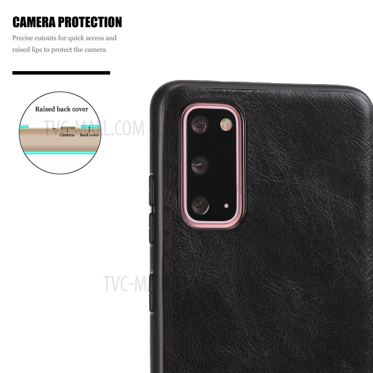 Crazy Horse Texture PU Leather Coated TPU Cover for Samsung Galaxy S20 - Black-7