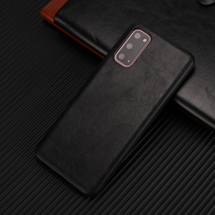 Crazy Horse Texture PU Leather Coated TPU Cover for Samsung Galaxy S20 - Black-9