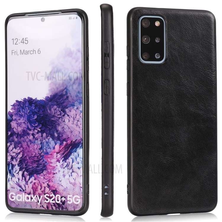 Crazy Horse Texture PU Leather Coated TPU Case for Samsung Galaxy S20 Plus - Black-1