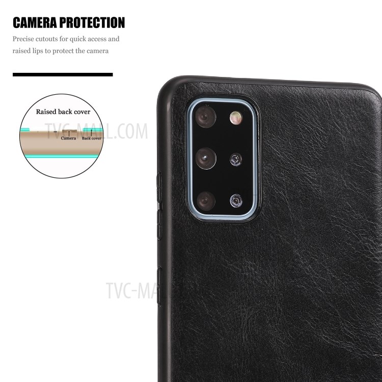 Crazy Horse Texture PU Leather Coated TPU Case for Samsung Galaxy S20 Plus - Black-7