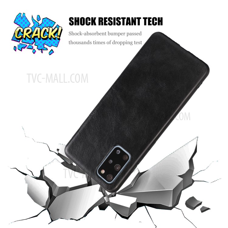 Crazy Horse Texture PU Leather Coated TPU Case for Samsung Galaxy S20 Plus - Black-8
