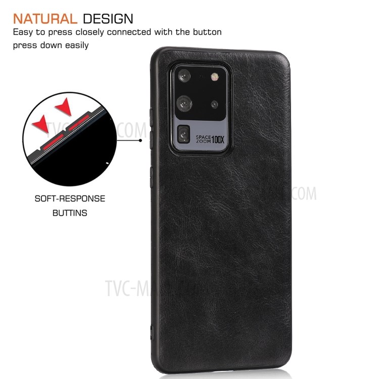 Crazy Horse Texture PU Leather Coated TPU Case for Samsung Galaxy S20 Ultra - Black-6