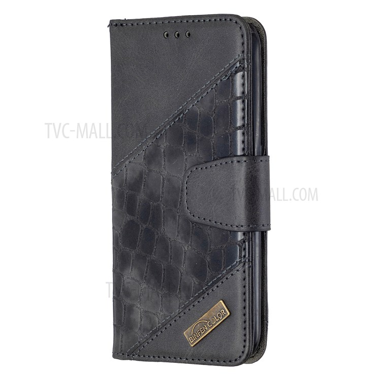 Crocodile Skin Assorted Color Leather Wallet Phone Cover for Samsung Galaxy A01 (European Version) - Black-2