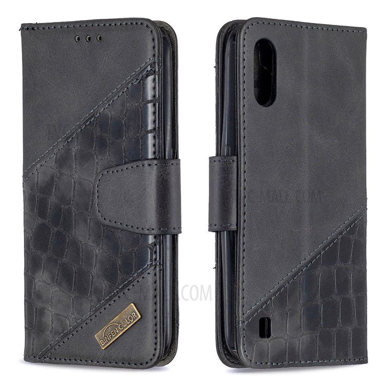 Crocodile Skin Assorted Color Leather Wallet Phone Cover for Samsung Galaxy A01 (European Version) - Black-4