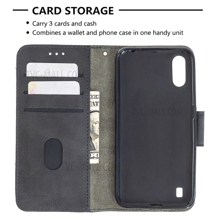 Crocodile Skin Assorted Color Leather Wallet Phone Cover for Samsung Galaxy A01 (European Version) - Black-6