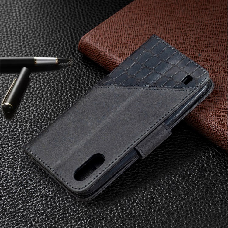 Crocodile Skin Assorted Color Leather Wallet Phone Cover for Samsung Galaxy A01 (European Version) - Black-8