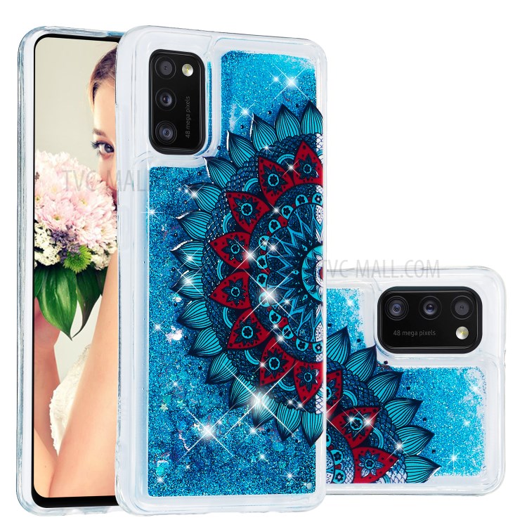 Pattern Printing Glitter Powder Sequins TPU Case for Samsung Galaxy A41 (Global Version) - Mandala Flower-1