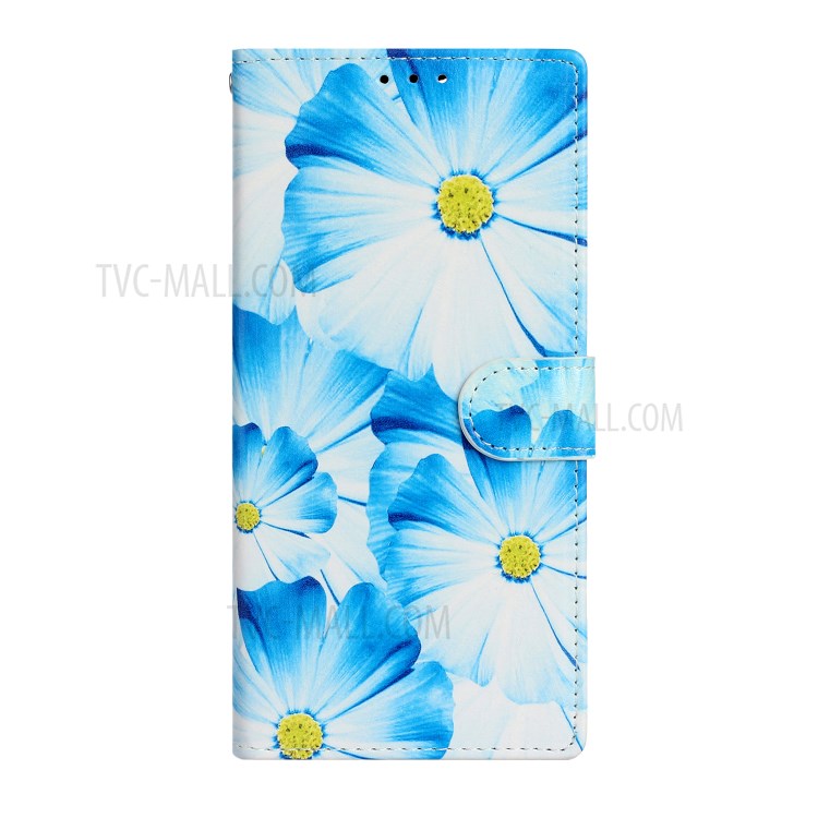 Pattern Printing Magnetic Leather Stand Case for Samsung Galaxy Note20 Ultra/Note20 Ultra 5G - Blue Flower-3