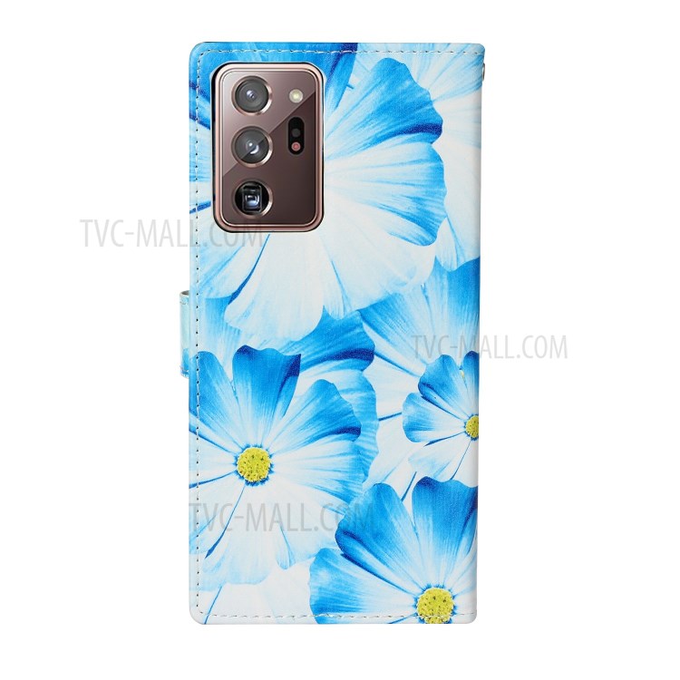 Pattern Printing Magnetic Leather Stand Case for Samsung Galaxy Note20 Ultra/Note20 Ultra 5G - Blue Flower-4