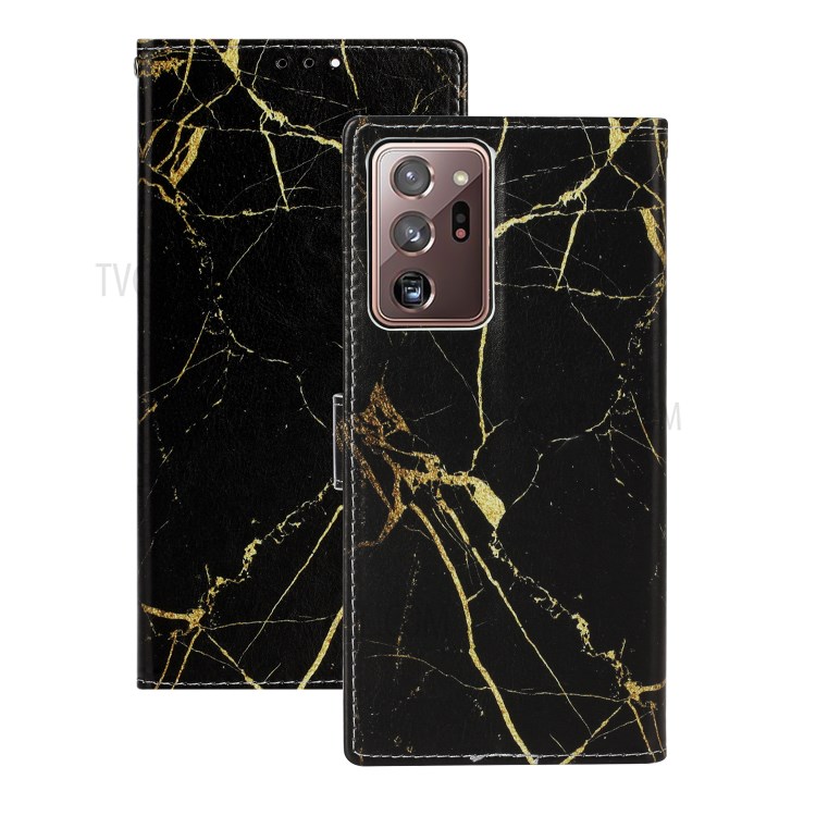 Pattern Printing Magnetic Leather Stand Case for Samsung Galaxy Note20 Ultra/Note20 Ultra 5G - Black Marble-1