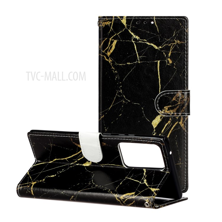 Pattern Printing Magnetic Leather Stand Case for Samsung Galaxy Note20 Ultra/Note20 Ultra 5G - Black Marble-2
