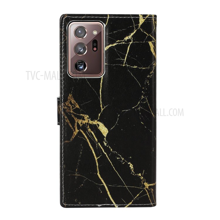 Pattern Printing Magnetic Leather Stand Case for Samsung Galaxy Note20 Ultra/Note20 Ultra 5G - Black Marble-4