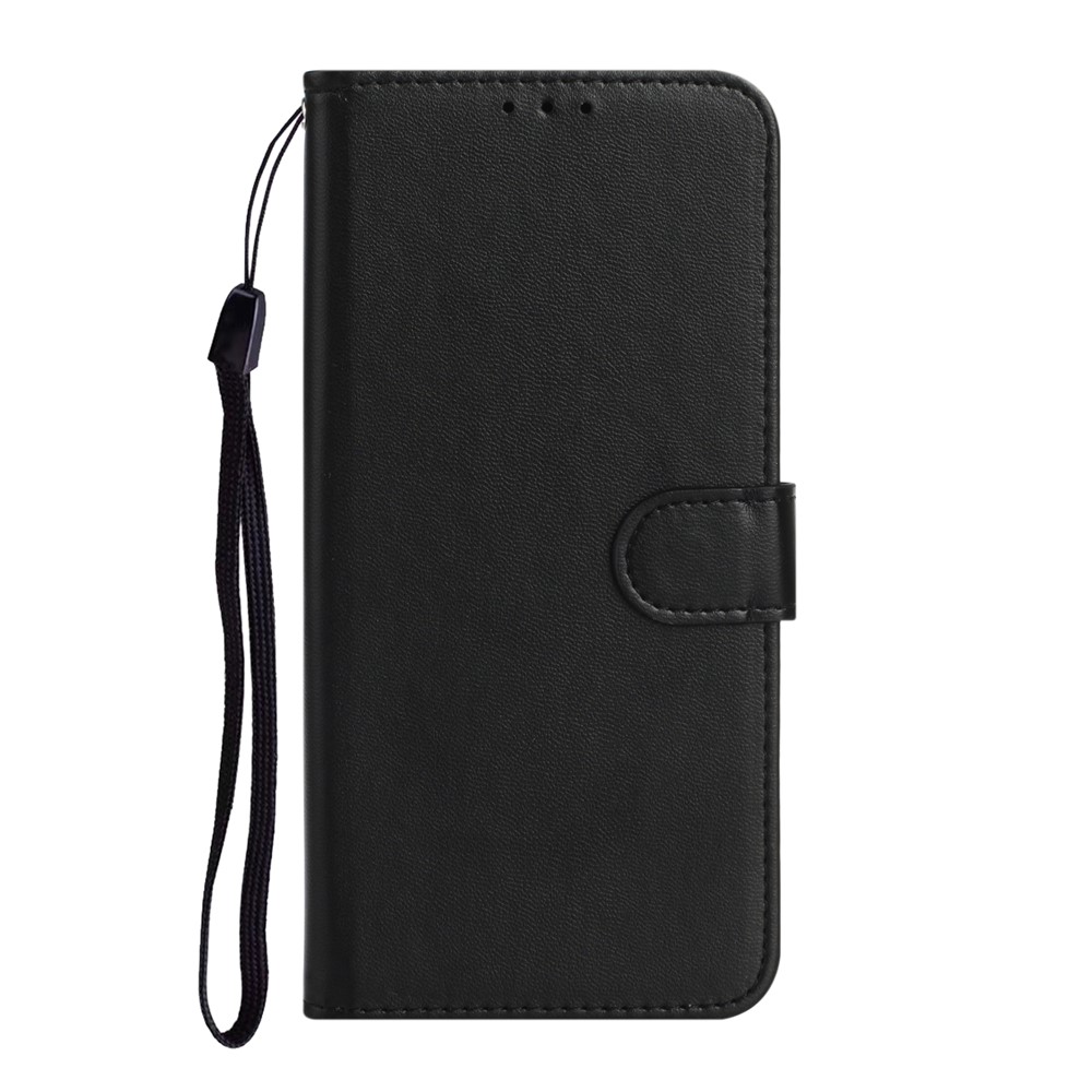 Solid Color Leather with Wallet Cover for Samsung Galaxy A21s - Black-3