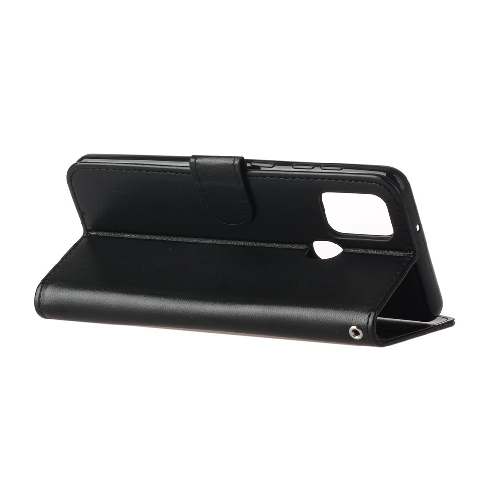 Solid Color Leather with Wallet Cover for Samsung Galaxy A21s - Black-5