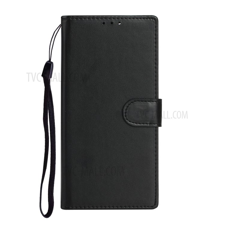 Solid Color Leather with Wallet Cover for Samsung Galaxy Note20 Ultra/Note20 Ultra 5G - Black-3