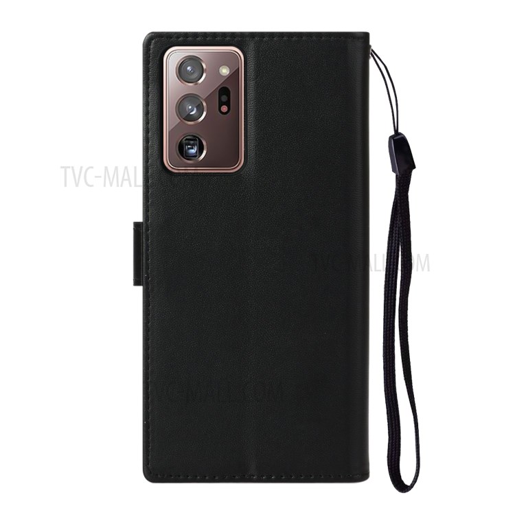 Solid Color Leather with Wallet Cover for Samsung Galaxy Note20 Ultra/Note20 Ultra 5G - Black-4