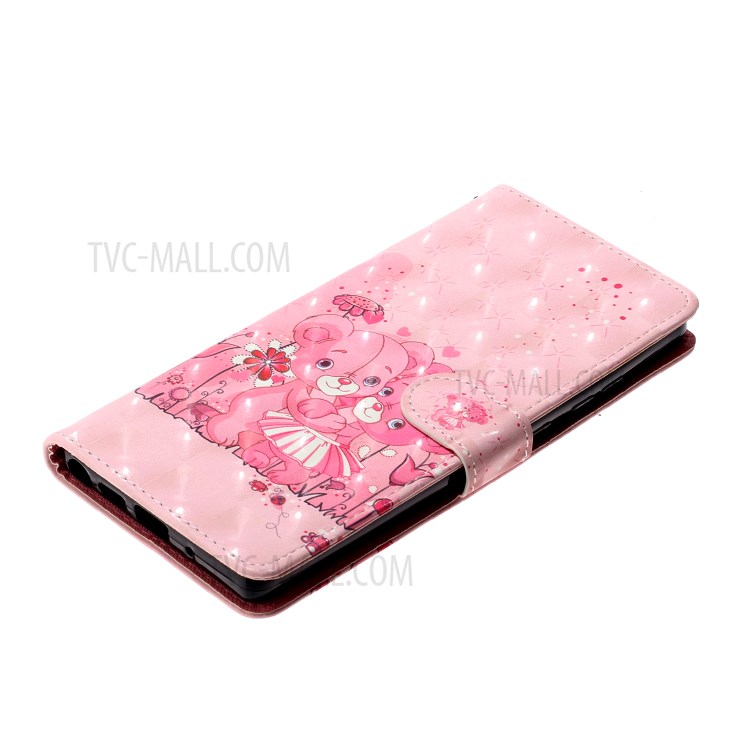 Light Spot Decor Patterned Magnetic Leather Wallet Case for Samsung Galaxy Note 20/Note 20 5G - Bear and Flower-6