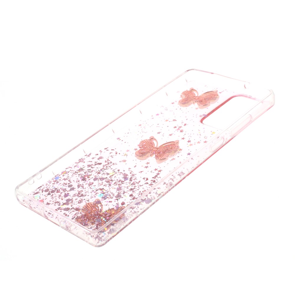 3D Butterfly Rhinestone Decor Epoxy TPU Cover for Samsung Galaxy Note 20/Note 20 5G - Pink-4